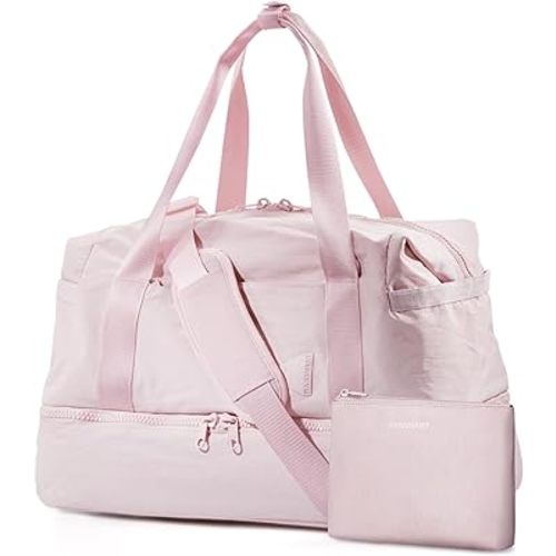Weekender Bags for Women, BAGSMART Travel Duffel Bags with Shoe Compartment,Personal Item Travel Bag for Airlines, Carry on Overnight Tote Bag with Toiletry Bag (Pink)