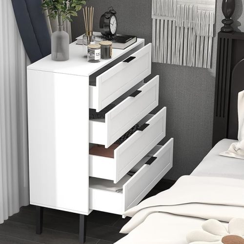 TaoHFE White 4 Drawer Dresser for Bedroom,Wood Lingerie Chest of Drawers for Bedroom,Modern 36inch Tall White Dresser for Bedroom Living Room, Entryway, Cloakroom