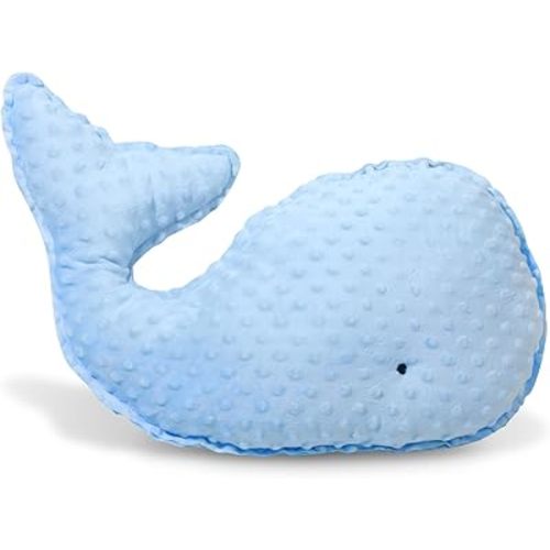 Marble Empire Whale Pillow Blue Whale Plush Throw Pillows with Free Style Edge,Stuffed Whale Coastal Ocean Decorative Pillow for Couch Sofa