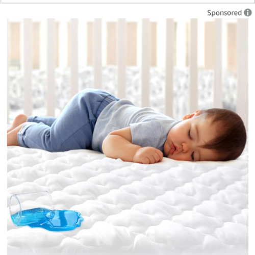 Crib Mattress Protector Sheets Fitted Waterproof Crib Mattress Pad Cover, Noiseless & Machine Wash 100% Absorbent Crib/Toddler Mattress Protector Sheet Quilted, White, 52" x 28"