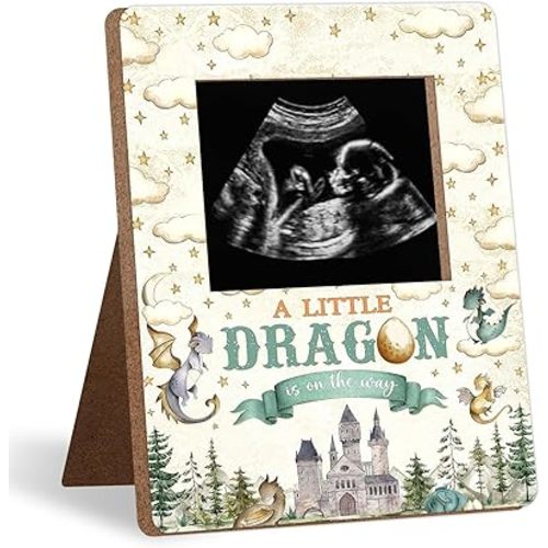 Dragon Baby Shower Decoration Frame, “A Little Dragon Is on the Way” Baby Shower Decoration, New Mom Expecting Parents-to-Be Keepsake Gifts, Pregnancy Milestone Keepsake, Gender Reveal Gifts