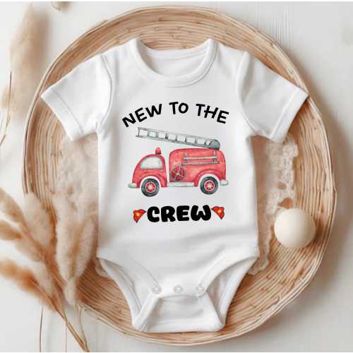 Firefighter Baby Onesie®, New to The Crew Firefighter Baby Bodysuit, Firefighter Baby Gift, Firefighter Baby Announcement 21AHNN