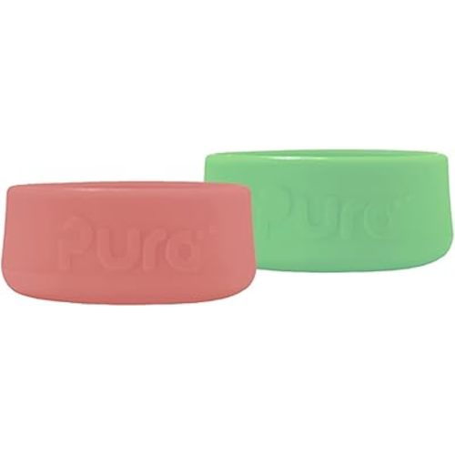 Pura Kiki Silicone Bottle Bumper - Plastic-Free, Medical-Grade, Dishwasher Safe, Protective, Leakproof Cover & Anti-Slip Bottom Cover - Compatible w/Pura Stainless Bottles 5oz 9oz & 11oz (Moss & Rose)