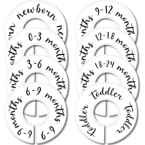 Eli with Love Baby Closet Dividers (Original) – Set of 8 Baby Closet Size Dividers – Ideal Baby Clothes Dividers for Closet – Helps Organize Nursery Closet Hangers by Size/Age