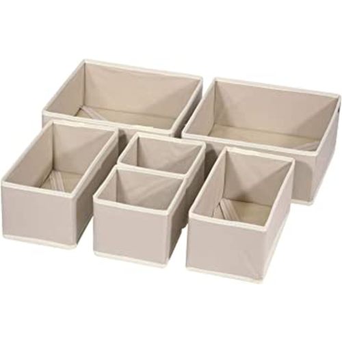 DIOMMELL 6 Pack Foldable Cloth Storage Box Closet Dresser Drawer Organizer Fabric Baskets Bins Containers Divider with Drawers for Clothes, Underwear, Bras, Socks, Lingerie, Clothing