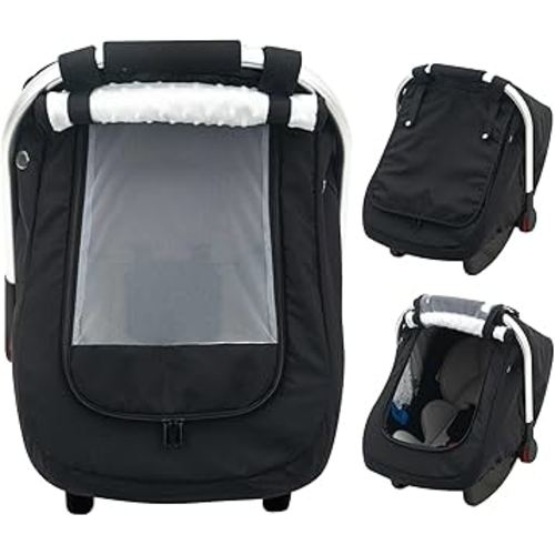 Waterproof Baby Car Seat Cover, Warm Carseat Cover for Cold Weather, Infant Car Seat Canopy with 2 Breathable Vents, 3D Mink Dot Baby Carrier Cover for Boys & Girls