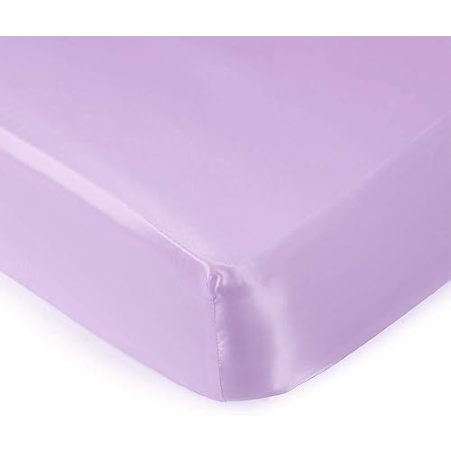 Pro Goleem Satin Soft Crib Sheet Great for Baby with Sensitive Hair Silky Baby Mattress Sheet Lavender Unisex 52’’x28’’x8’’ Fitted Sheet