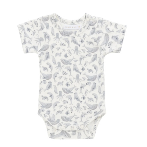 Organic Cotton Hudson Short Sleeve Bodysuit - Sea Life – Jamie Kay USA