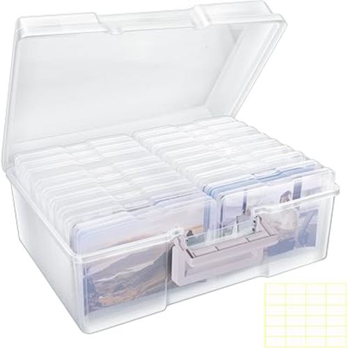 Photo Storage Box 5" x 7", Extra Large Photo Organizer Storage Container with 18 Inner Case, Seed Organizer Craft Storage Box Pictures, Arts, Crafts, Sewing, Stickers, Seeds, Office Supplies