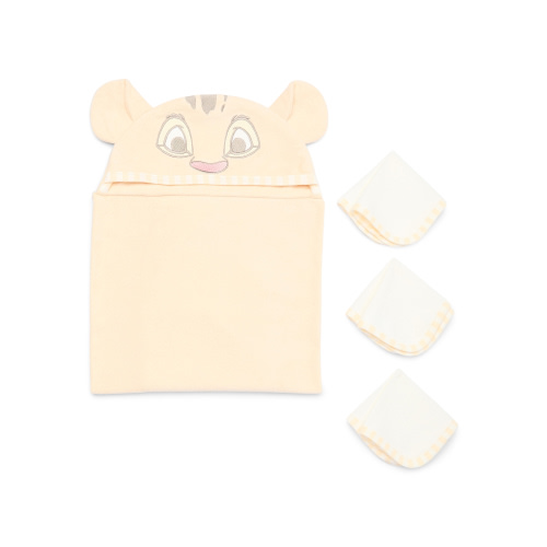 Disney Baby Wishes + Dreams Character Infant Baby Bath Set, Hooded Towel and 3 Washcloths, One Size