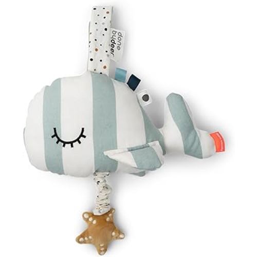 Done by Deer Wally Blue Musical Toy - Soft and Cuddly Whale with Polyester Fiber Filling - Perfect for Soothing and Comforting Your Little Ones