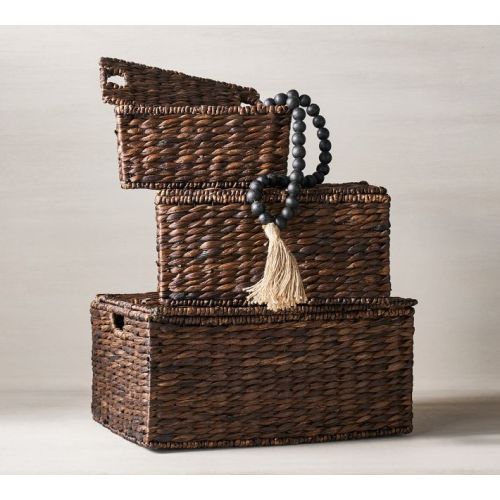 Raleigh Handwoven Seagrass Lidded Baskets