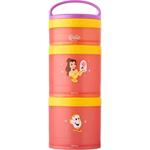 Whiskware Disney Stackable Snack Containers for Kids and Toddlers, 3 Stackable Snack Cups for School and Travel, Belle and Chip