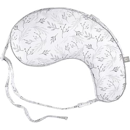 Boppy Uplift Nursing Pillow - Wedge Bottle & Breastfeeding Pillow to Reduce Spit-Up and Reflux Symptoms, with Body-Inclusive Opening and Belt, Baby Safety Alliance Verified - Gray Gentle Leaves