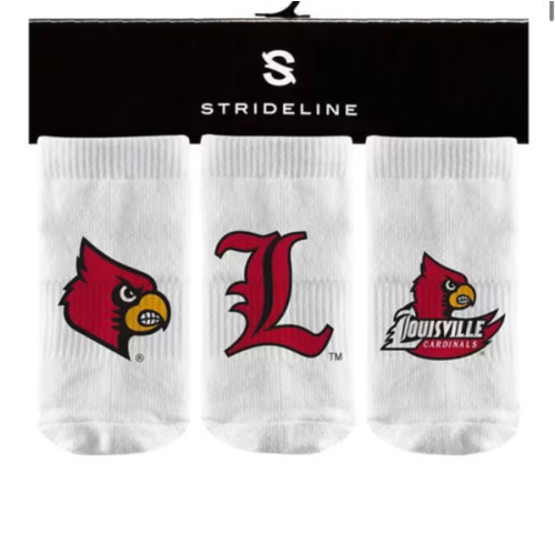 Louisville Cardinals WHITE 3PK Baby Quarter Socks - 46581180