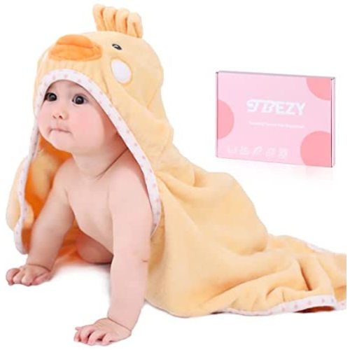 TBEZY Baby Hooded Towel with Unique Animal Design Ultra Soft Thick Cotton Bath Towel for Newborn (Chick)