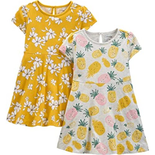 Simple Joys by Carter's Girls' Short-Sleeve and Sleeveless Dress Sets, Pack of 2