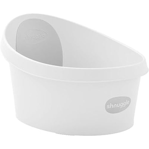 Toddler Bath Tub | Larger Bath for Bigger Kids at Bathtime | Includes Warm and Soft Foam backrest | Grippy Anti-Slip Surface | Includes Easy Drain Bath Plug | White & Grey