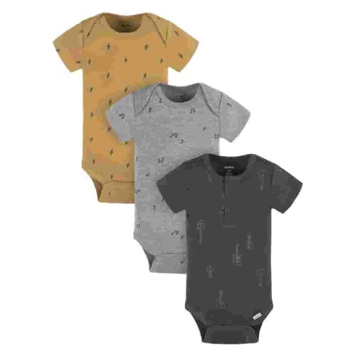 Gerber Baby Boy Casual Cotton Short Sleeve Bodysuits, 3-Pack, Sizes Preemie - 12 Months