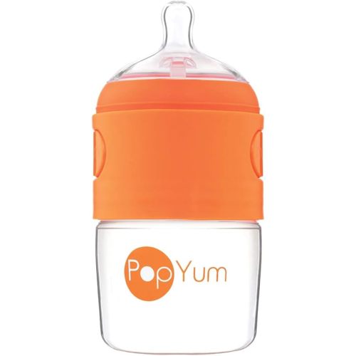 PopYum 5 oz Orange Anti-Colic Formula Making/Mixing/Dispenser Baby Bottle with #1 Slow Flow Nipple, 150 ml, BPA-Free, Natural Latch
