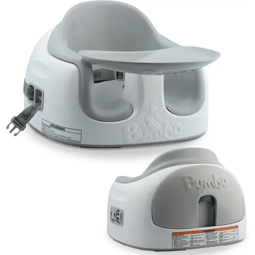 Bumbo 3-in-1 Multi-Seat for 6 to 36 Months, Travel Baby Feeding & Play Floor Seat, All-in-One Portable Booster with Tray & Toddler High Chair, Cool Grey