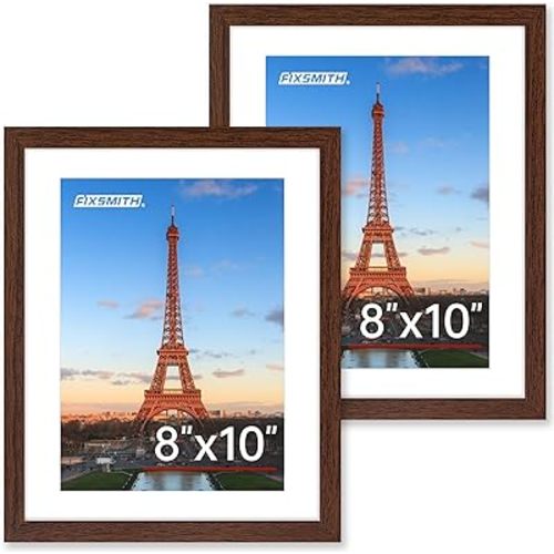 FIXSMITH Brown 8x10 Picture Frame Set of 2, Collage for Tabletop or Wall Display