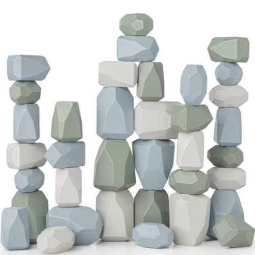 Comfy Cubs Stacking Rocks 36 Pieces, 36 months+, Toddler Stacking Blocks, Wooden Rocks Sensory Toys, Boy Pack