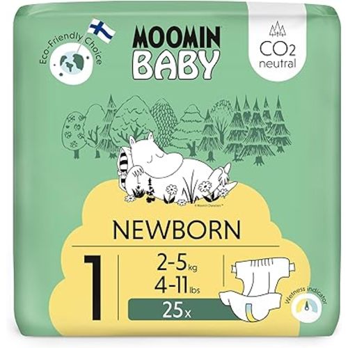Muumi Baby Nappies Pack of 25, Size 1 Newborn 2-5 kg