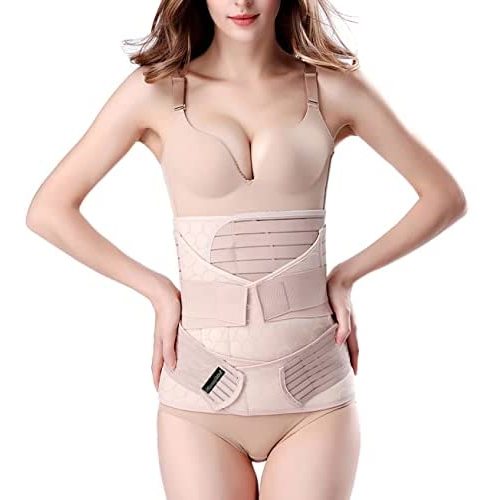 3 in 1 Postpartum Support - Recovery Belly/waist/pelvis Belt Shapewear Slimming Girdle, Beige, One Size