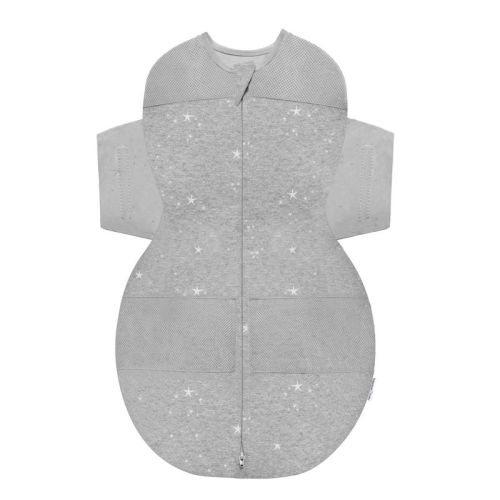 Happiest Baby Snoo Sack Swaddle Wrap - Gray Melange With Planets Stars On Wings - S