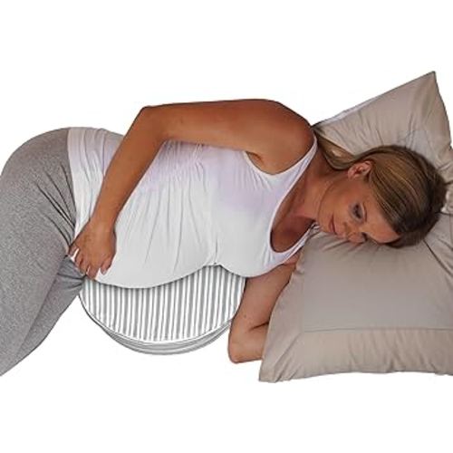 Boppy Wedge Pregnancy Pillow - Compact Support Wedge Maternity Pillow for Back, Knees, Pelvic Floor at Home, Office & Travel with Washable Knit Cover - Gray Modern Stripe