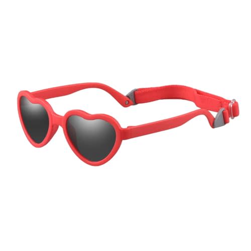 SJBNCai Baby Sunglasses Flexible Polarized Heart Shaped Sunglasses with Strap for Toddler Newborn Infant Ages 0-24 Months