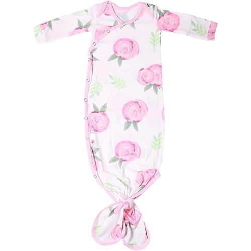 Copper Pearl Baby Gown - Knotted Newborn Sleepers for Baby Boy and Girl, Soft Stretchy Long Sleeve Infant Gowns with Bottom Tie and Hand Mittens, Perfect Hospital Coming Home Outfit (Grace)