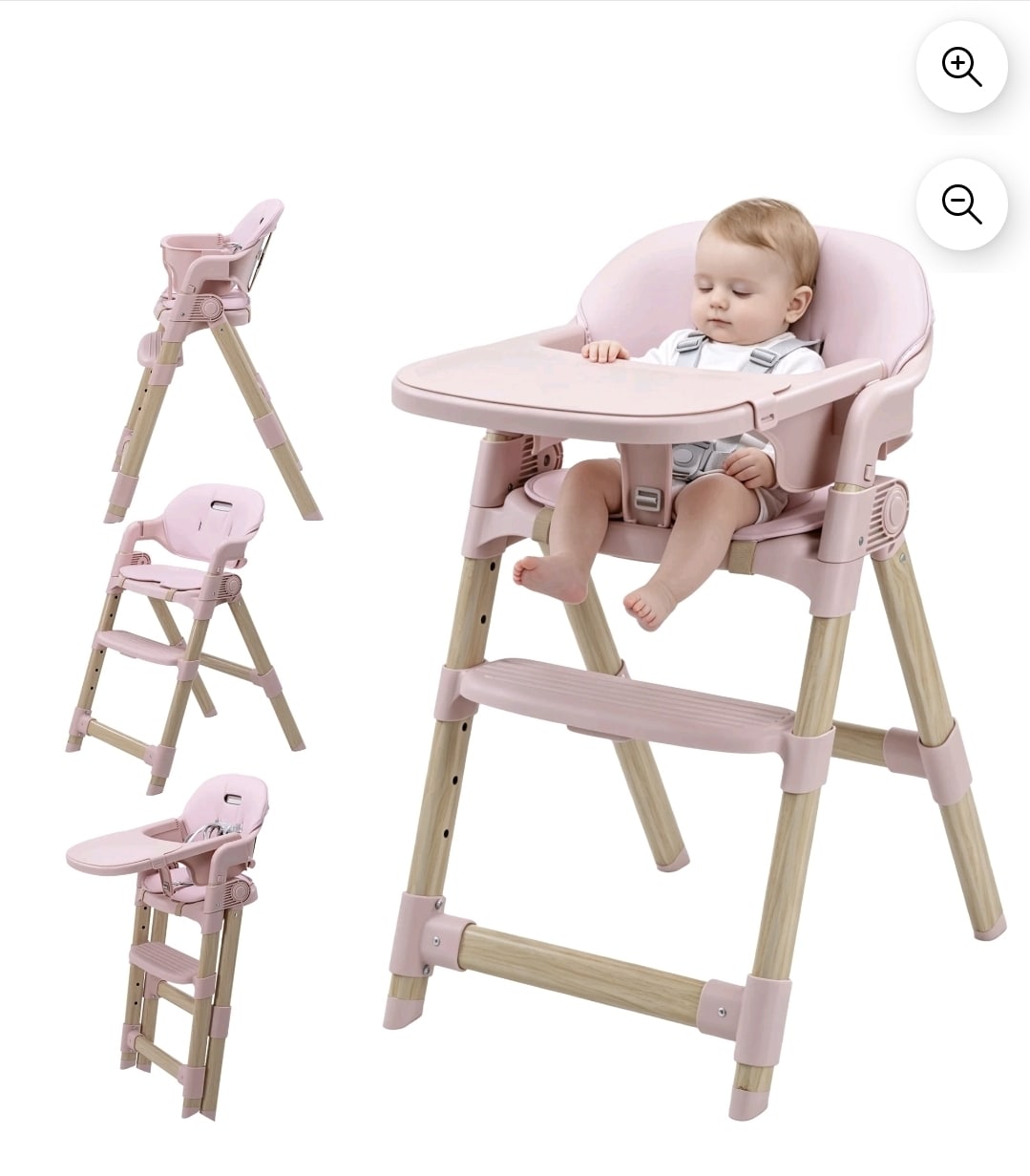 suihuooo Convertible Baby High Chair with Multi-Use Foldable and Adjustable Legs for Babies and Toddlers,Pink