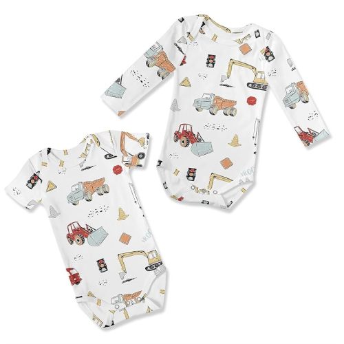Sweet Jojo Designs Red Blue Construction Truck Boy Baby Bodysuit Newborn Infant Clothing Babywear 2 PC