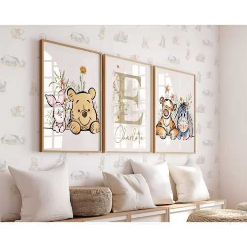 Set of 3 Winnie the Pooh Wall Art (Personalizable)
