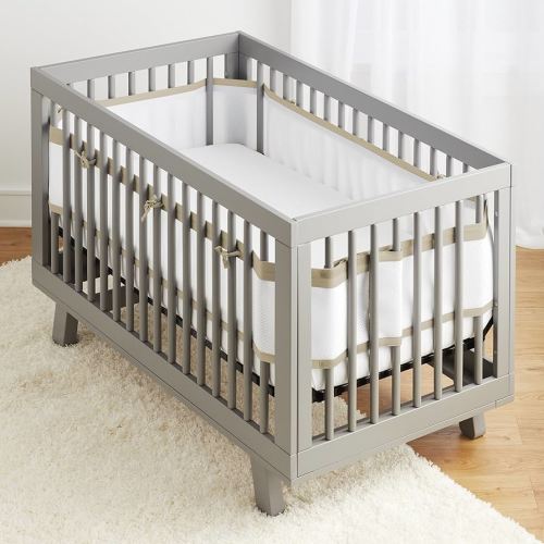 BreathableBaby Breathable Mesh Liner for Full-Size Cribs, Deluxe 4mm Mesh, Natural Linen (Size 4FS Covers 3 or 4 Sides)