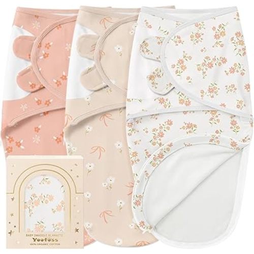 Yoofoss Baby Swaddles for Newborns 100% Organic Cotton, Adjustable Swaddle 0-3 Months 2 Zippers Newborn Swaddle Sack, Breathable Soft Durable