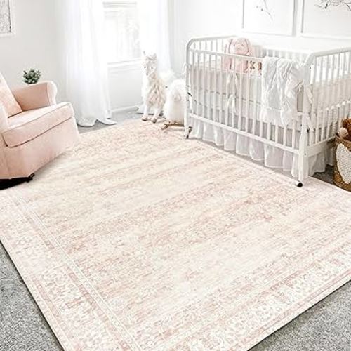 Amazon.com: Nursery Rug for Baby Girl,Neutral Blush Pink Boho Cute Floral Foldable Machine Washable Soft Faux Wool Carpet Area Rugs for Living Room Bedroom Dorm Kids Playroom,5x7 : Home & Kitchen