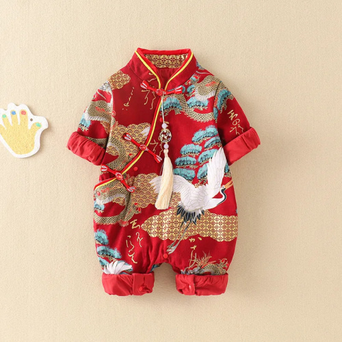 Baby Boy/Girl Crane Tree Cheongsam Romper