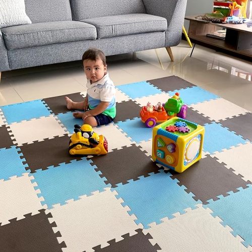 MioTetto Baby Play Mat, Soft Foam Floor Tiles for Kids. Adjustable Interlocking Foam Tiles, Fits with 74x74 Playpen Baby mat for Crawling & Development, Safe & Non-Toxic Playmat for Babies 6-12 Months