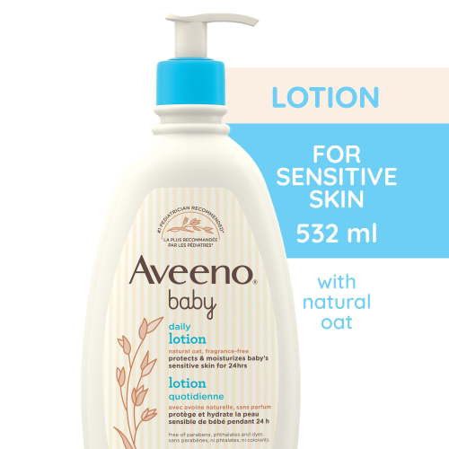 Aveeno Baby Daily Lotion with Natural Colloidal Oatmeal for Sensitive Skin, Fragrance-Free Lotion with 24-Hour Hydration, Pediatrician and Dermatologist-Recommended, Paraben-Free, 532 mL - Walmart.ca