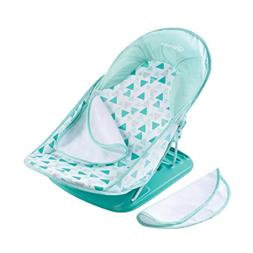 Summer Infant Deluxe Baby Bather With Warming Wings (Green Triangle) - Bath Support for Use in the Sink or Adult Tub