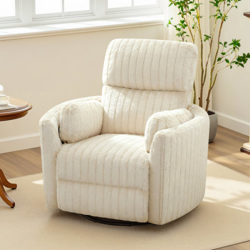 Charlton Home® 40″ Wide Power Swivel Recliner with USB Charging – Corduroy Rocking Barrel Chair "& Reviews" | Wayfair