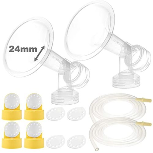 Nenesupply Pump Parts Compatible with Medela Pump In Style Breastpump 2 Medium 24mm Breastshield 4 Valve 8 Membrane 2 Tubing Replacement Kit for Medela Pump Parts Replace Medela Flange - Breastsheild Standard - 24 mm
