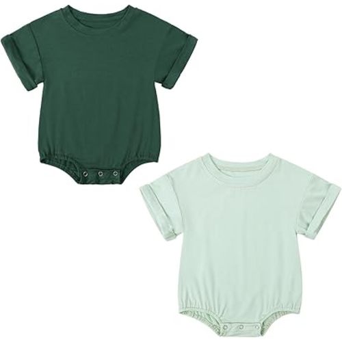 Unisex Baby Boys Girls Short Sleeve T-Shirt Romper Bodysuit Oversized Bubble Romper One Piece Outfit