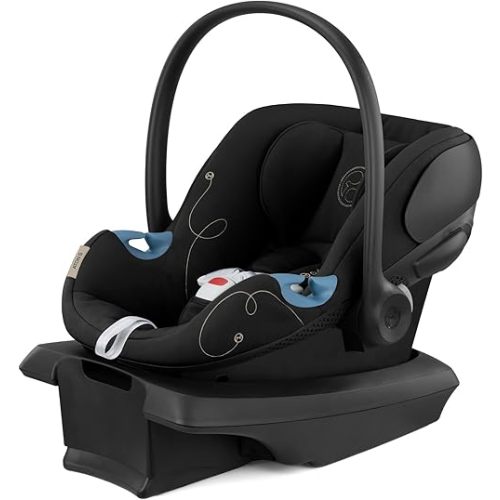Cybex Aton G Infant Car Seat with Linear Side-Impact Protection, 11-Position Adjustable Headrest, in-Shell Ventilation, Easy-in Buckle and Secure Safelock Base, Moon Black with Sensor Safe