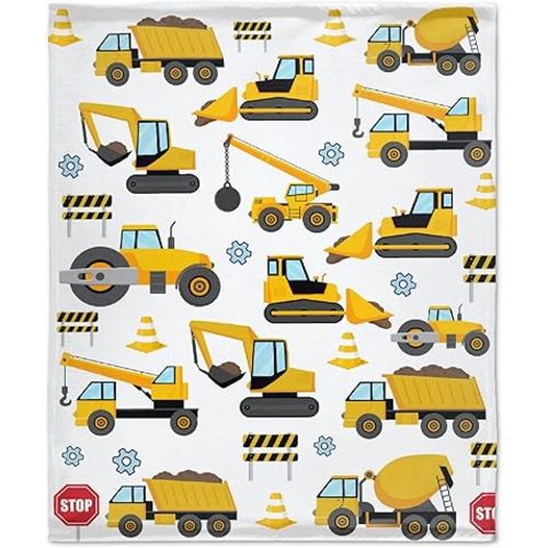 Construction Trucks Baby Blanket Cozy Soft Swaddle Blanket Boys, Girls, Infant, Newborn Receiving Blankets Birthday Gifts 40"x30" (Toddler) for Pets