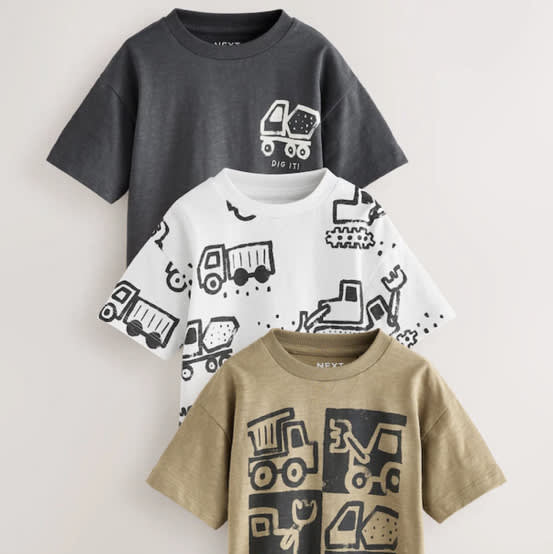 Buy Black Digger Short Sleeve Graphic T-Shirts 3 Pack (3mths-7yrs) from Next USA
