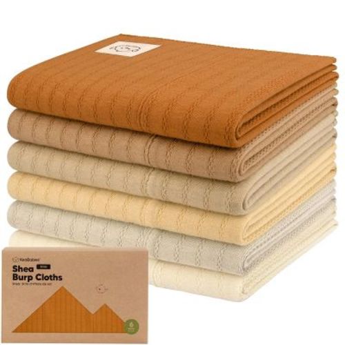 6pk Shea Baby Burp Cloths, Organic Cotton Burping Cloths for Babies, Boys, Girls, Soft & Absorbent Spit Up Rag (Hedges)